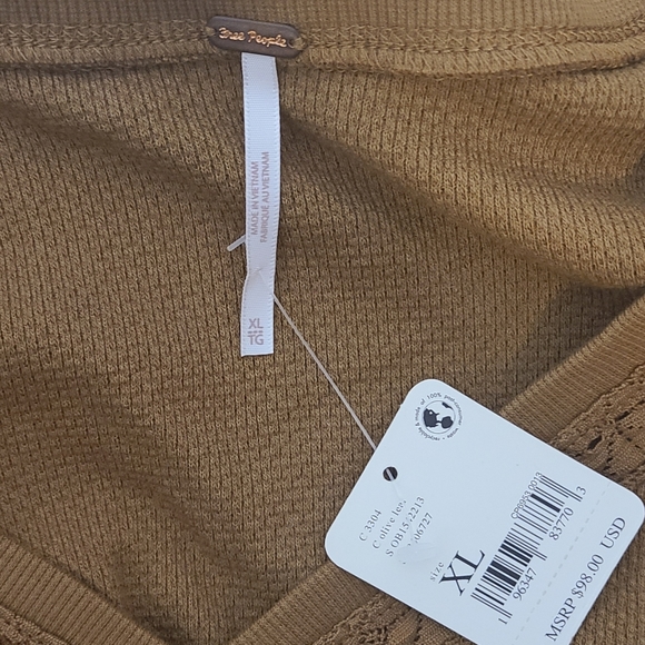 Free People Wear Me Out Lace Detail Top XL Olive NWT - Picture 6 of 7